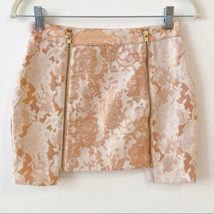 Topshop Petite Rose Gold Pink MINI Damask Skirt 2